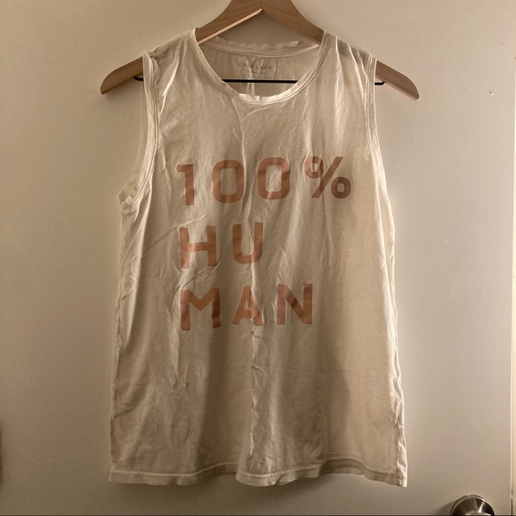 Everlane 100% Human Muscle Tank Tee Pink and White - Picture 2 of 4